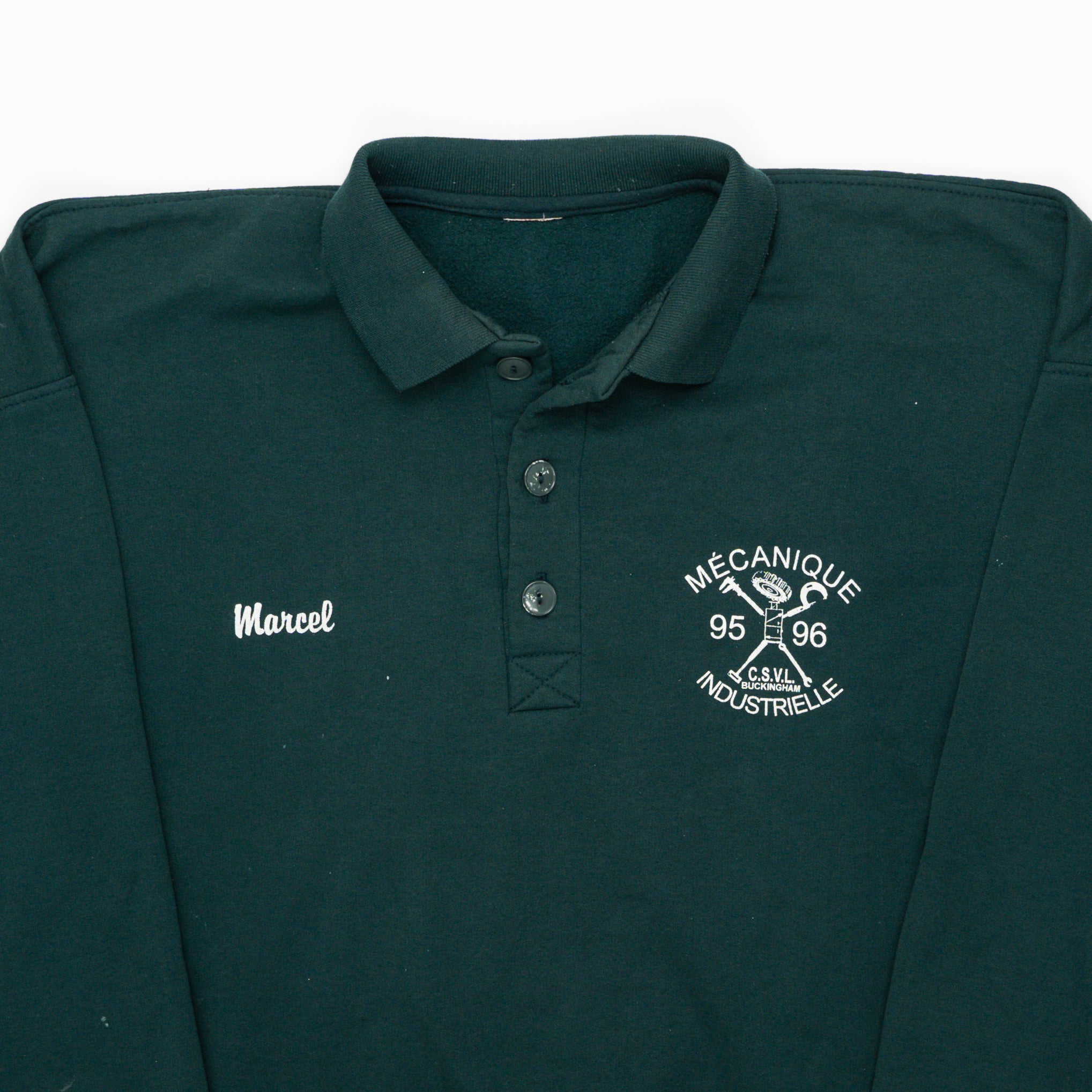 Vintage Green Mecanique Industrielle 1/4 Button Sweater (L) | Rebalance Vintage.