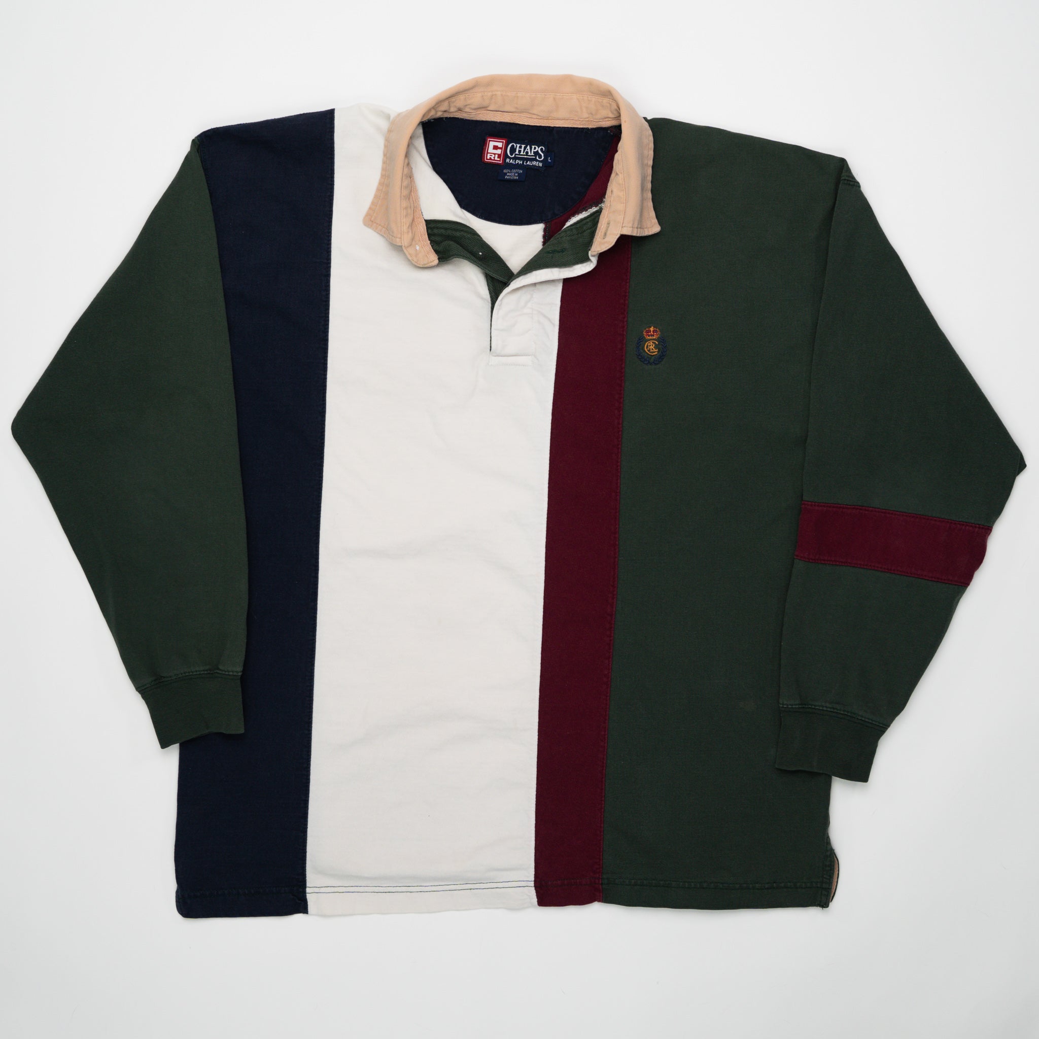 Vintage Chaps Multicolour Rugby Long Sleeve (L) | Rebalance Vintage.