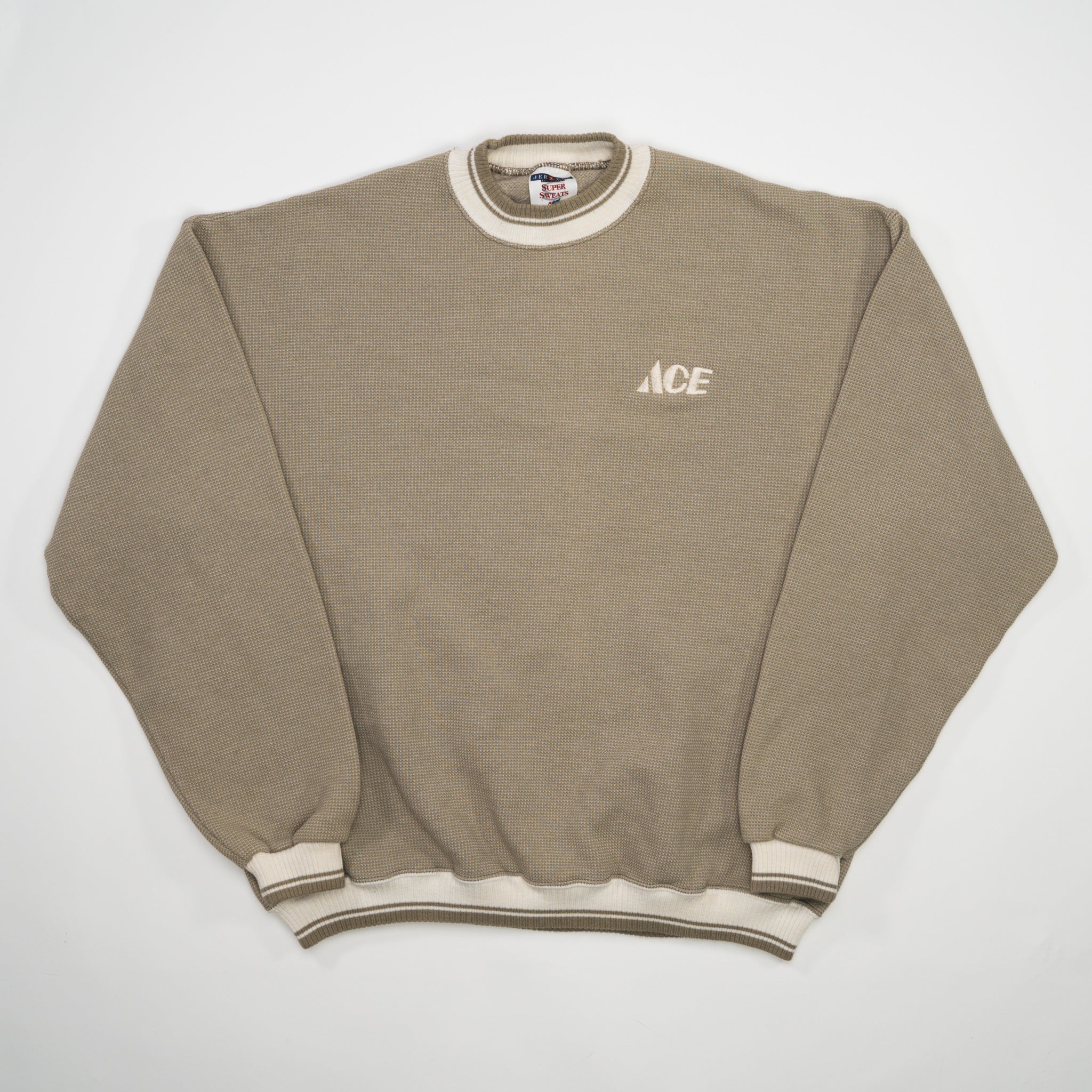 Vintage Beige + White ACE Crewneck (L)