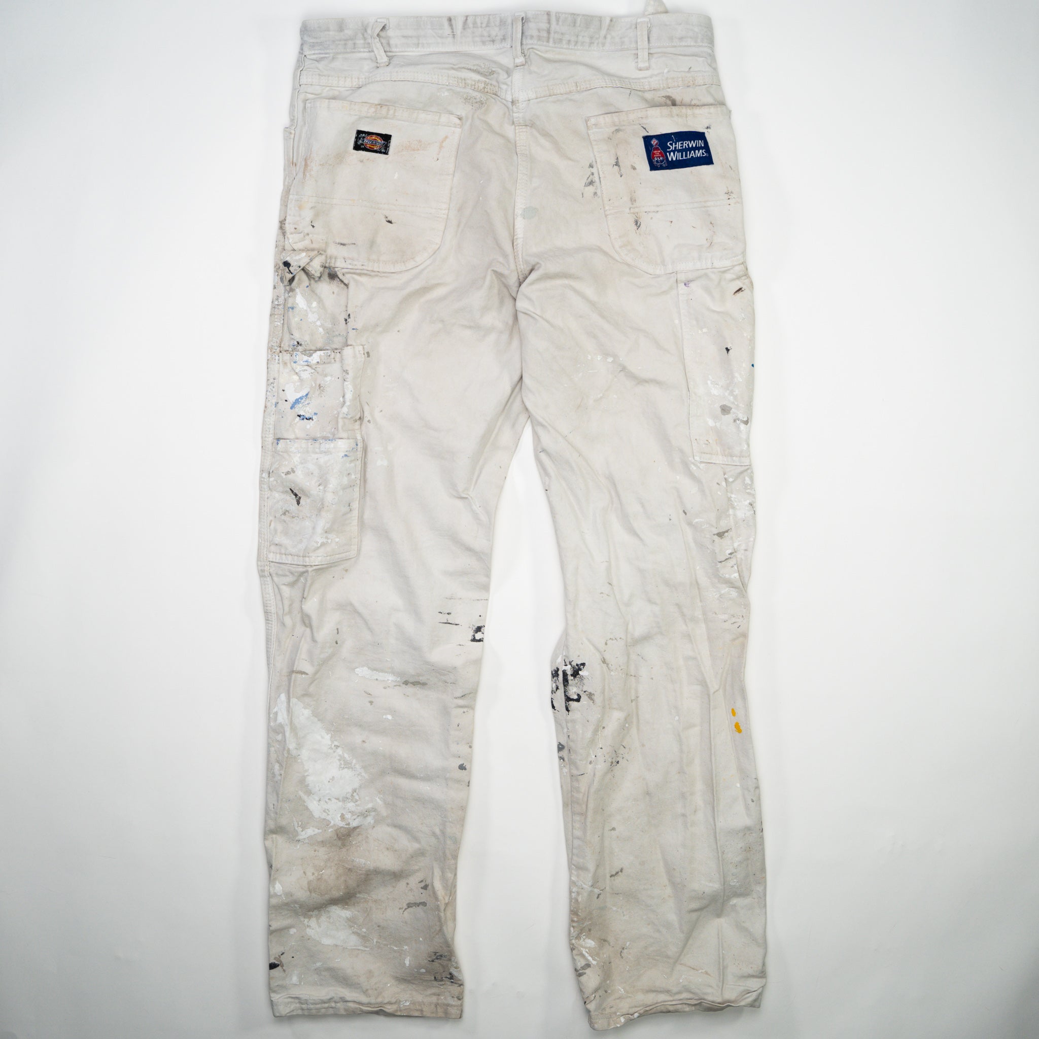 Vintage Light Beige Paint Splashed Dickies Cargo Pants (36 x 34)