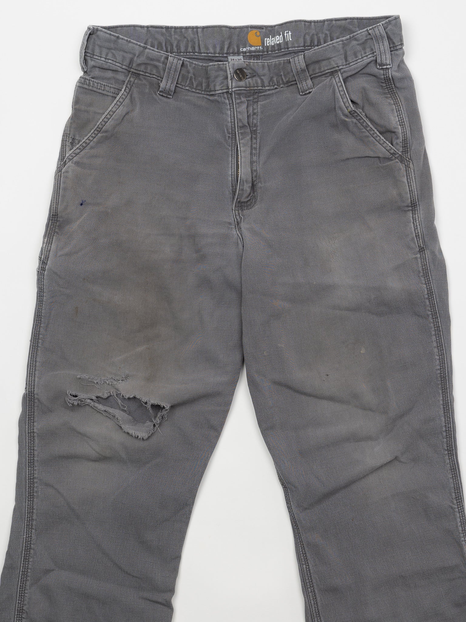 Vintage Rugged Grey Carhartt Cargo Pants (34 x 30)