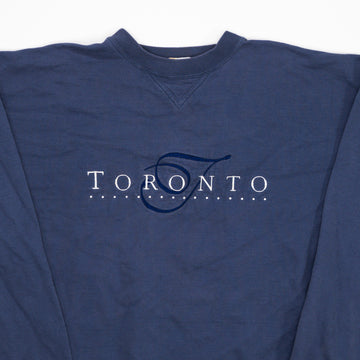 Vintage Washed Blue Toronto Spell Out Crewneck (L/XL) | Rebalance Vintage.