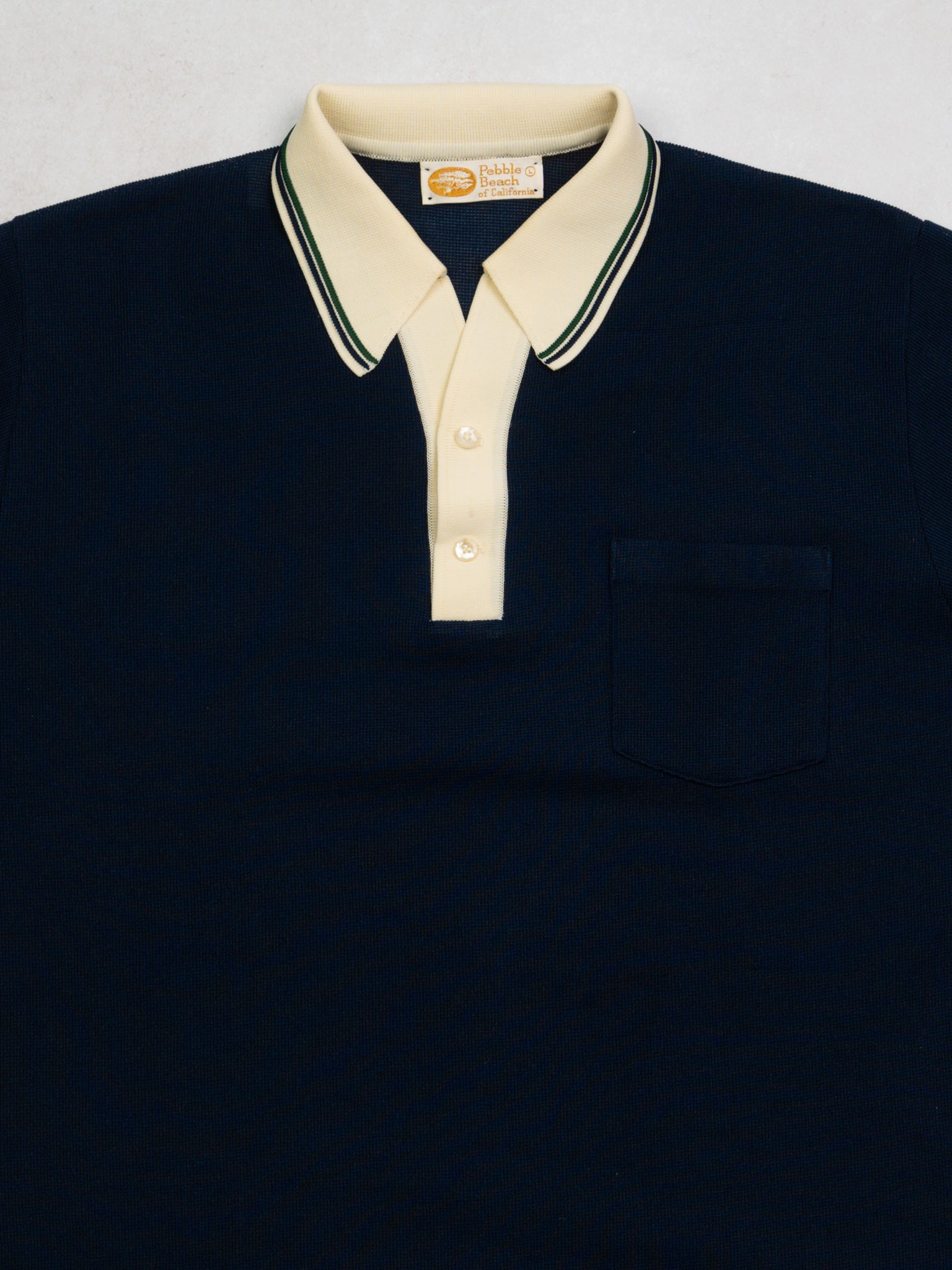 Vintage 70s Navy Pebble Beach Collared Shirt (M)
