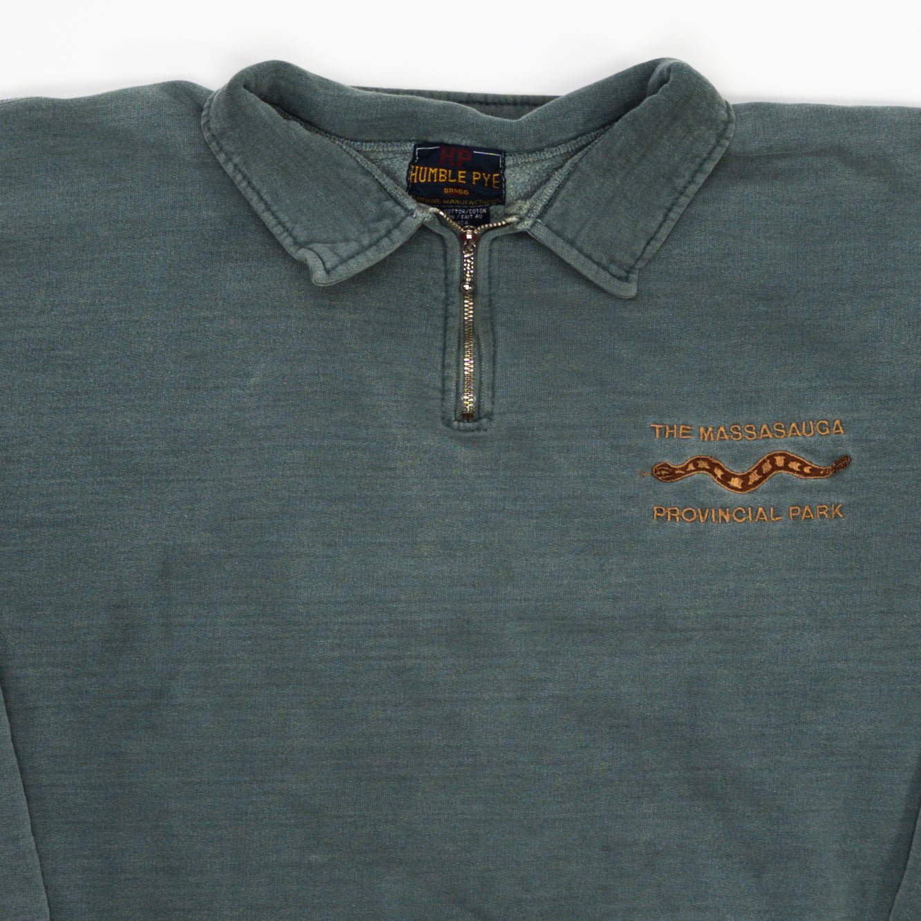 Vintage Green Massasauga Provincial Park 1/4 Zip Sweater | Rebalance Vintage.