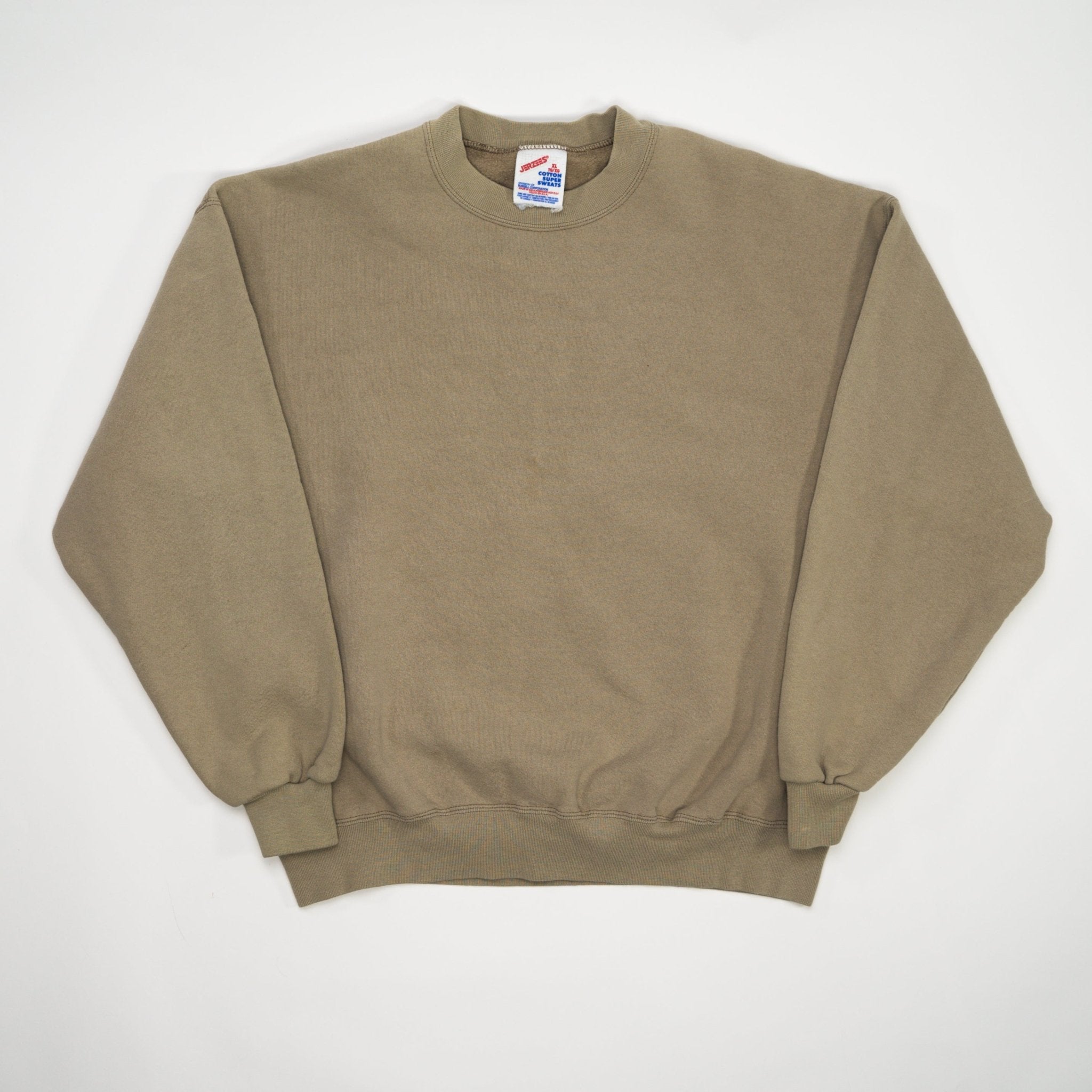Vintage 90s Beige Blank Jerzee Crewneck (L) | Rebalance Vintage.