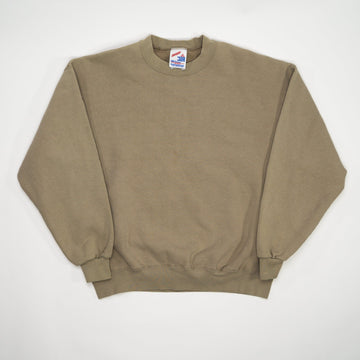 Vintage 90s Beige Blank Jerzee Crewneck (L) | Rebalance Vintage.
