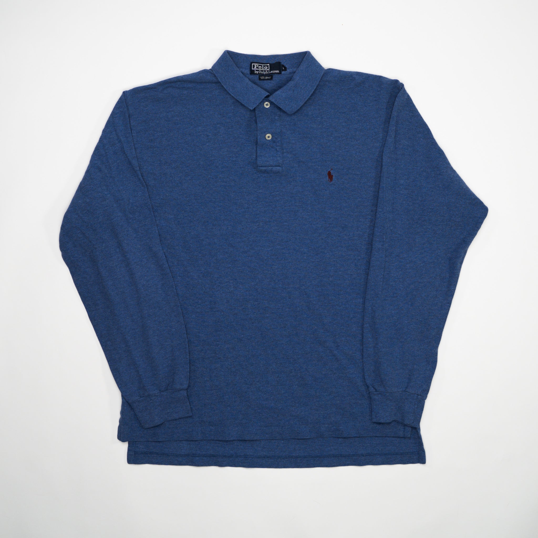 Vintage Sky Blue Polo RL Collared Long Sleeve (L) | Rebalance Vintage.