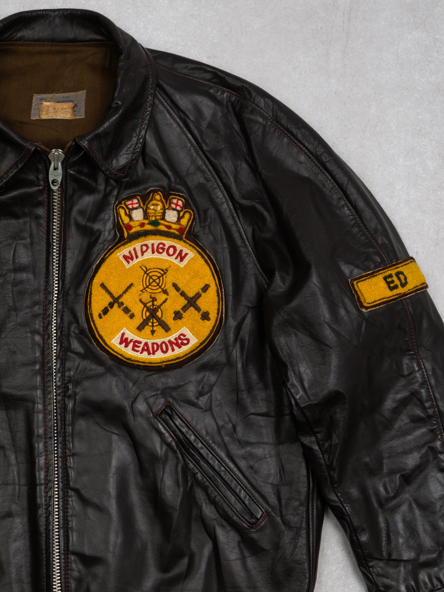 Vintage 60s Nipigon Weapons Canada Leather Jacket (L)