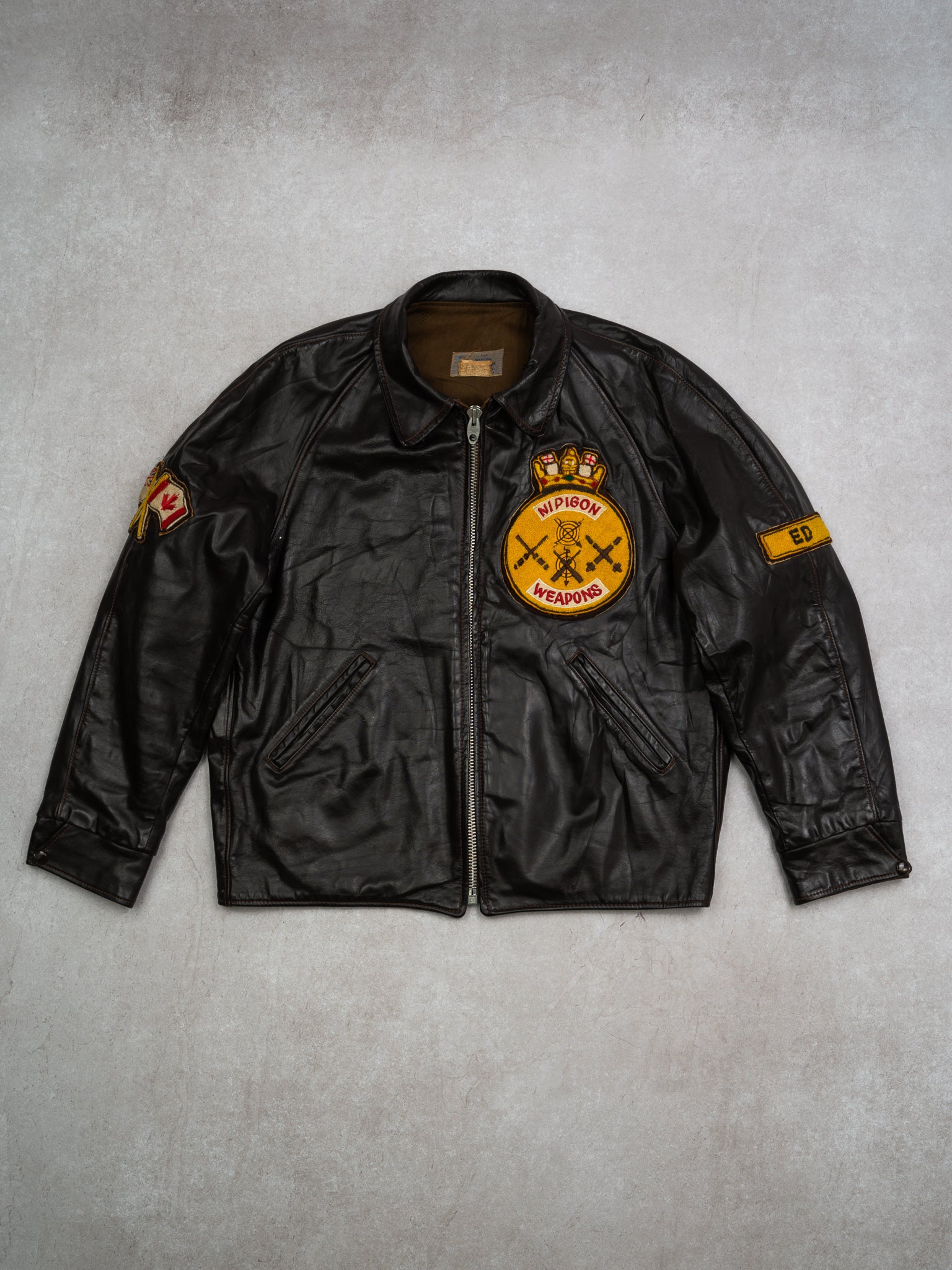 Vintage 60s Nipigon Weapons Canada Leather Jacket (L)