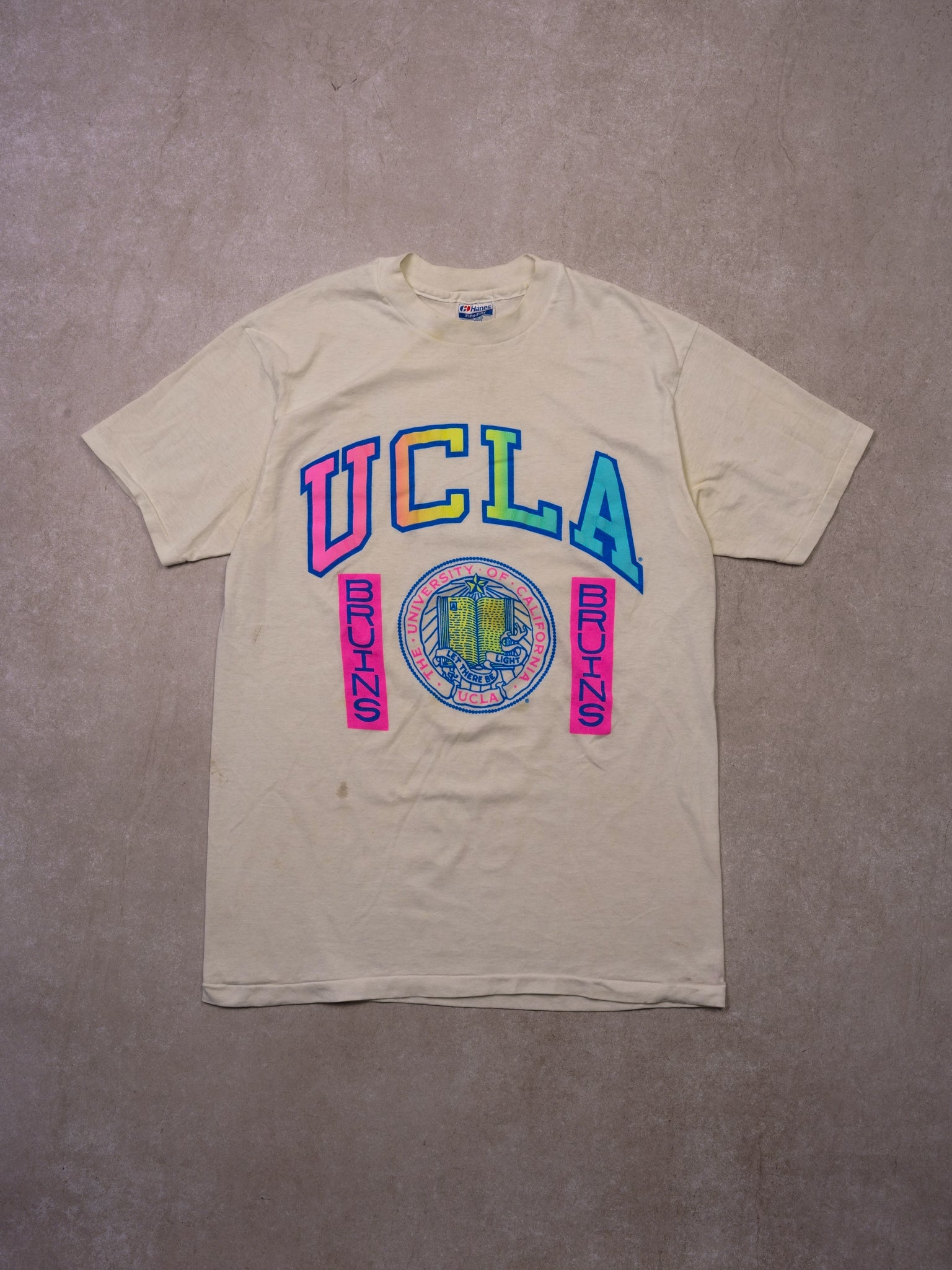 Vintage 90s Rainbow UCLA Bruins "Let There Be Light" Emblem Graphic Tee (M)
