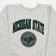 Vintage Grey + Green Michigan State Spell Out Crewneck (S/M)