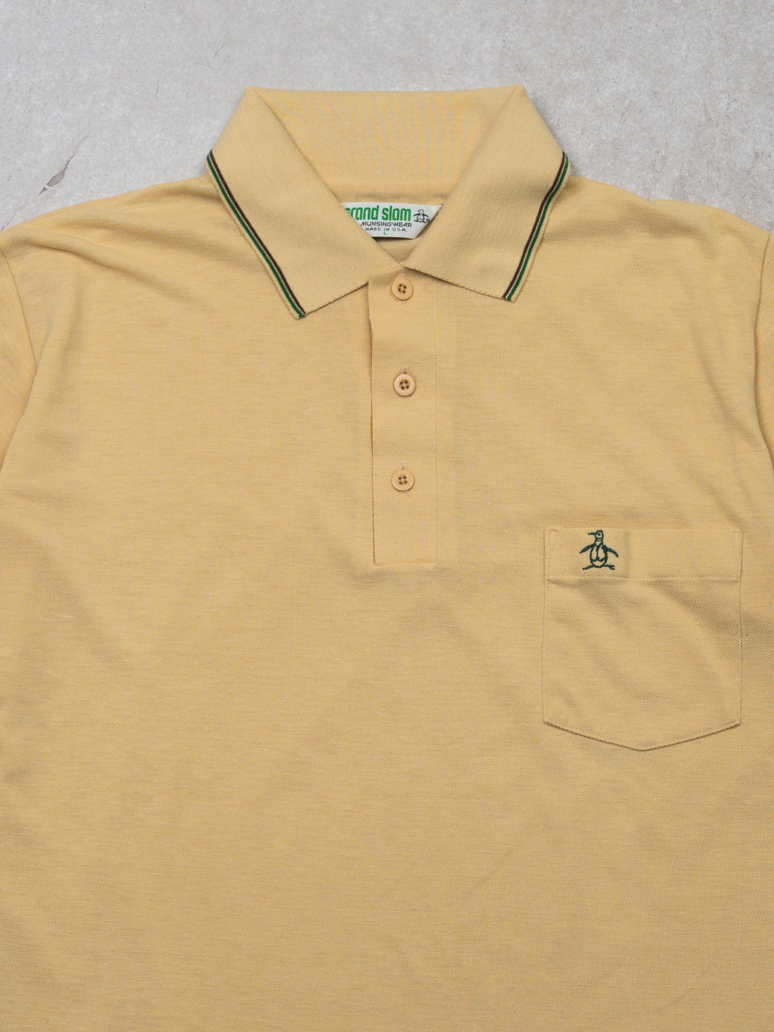Vintage 70s Yellow Grand Slam Polo Shirt (M)