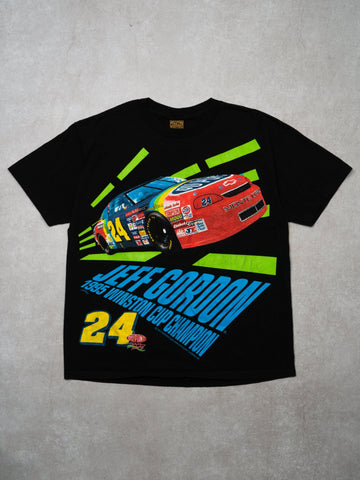 Vintage RARE '95 Black Jeff Gordon 24 All Over Print Tee (L)