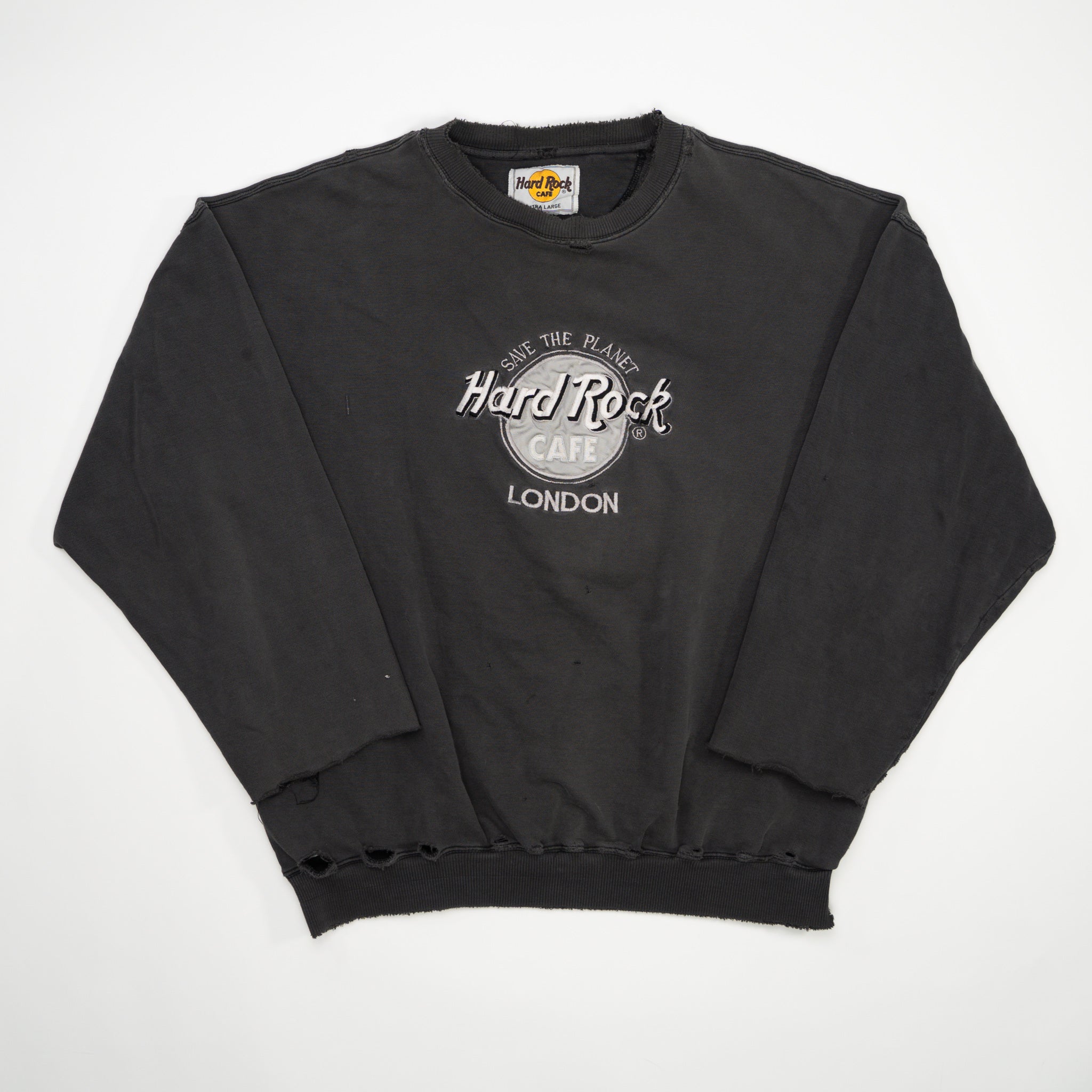 Vintage Rugged Washed Grey Hard Rock Cafe London Crewneck (L) | Rebalance Vintage.