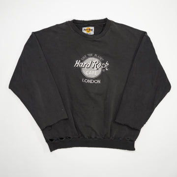 Vintage Rugged Washed Grey Hard Rock Cafe London Crewneck (L) | Rebalance Vintage.