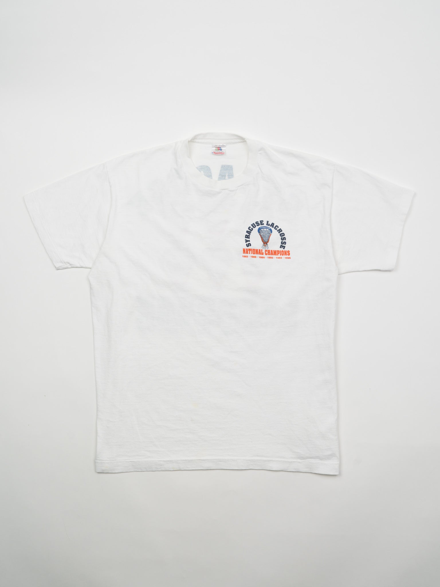 Vintage 90s White Syracuse Lacrosse National Champions Boxy Tee (L)