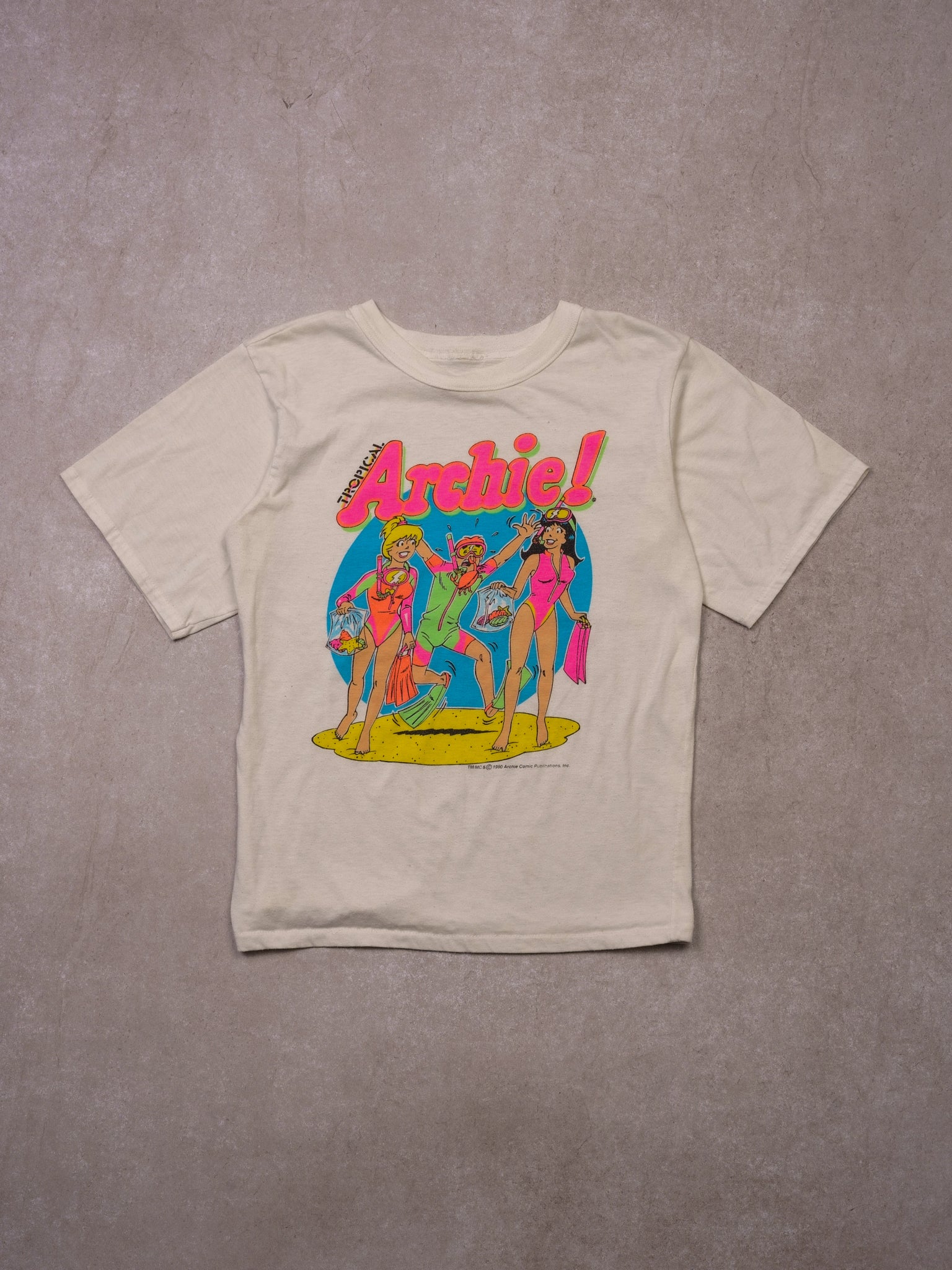 Vintage 90' Rare White Tropical Archie Comics Graphic Tee (S)