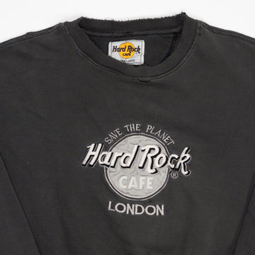 Vintage Rugged Washed Grey Hard Rock Cafe London Crewneck (L) | Rebalance Vintage.
