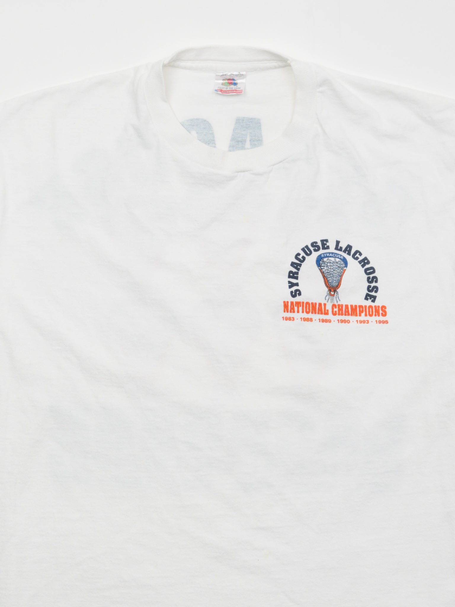 Vintage 90s White Syracuse Lacrosse National Champions Boxy Tee (L)