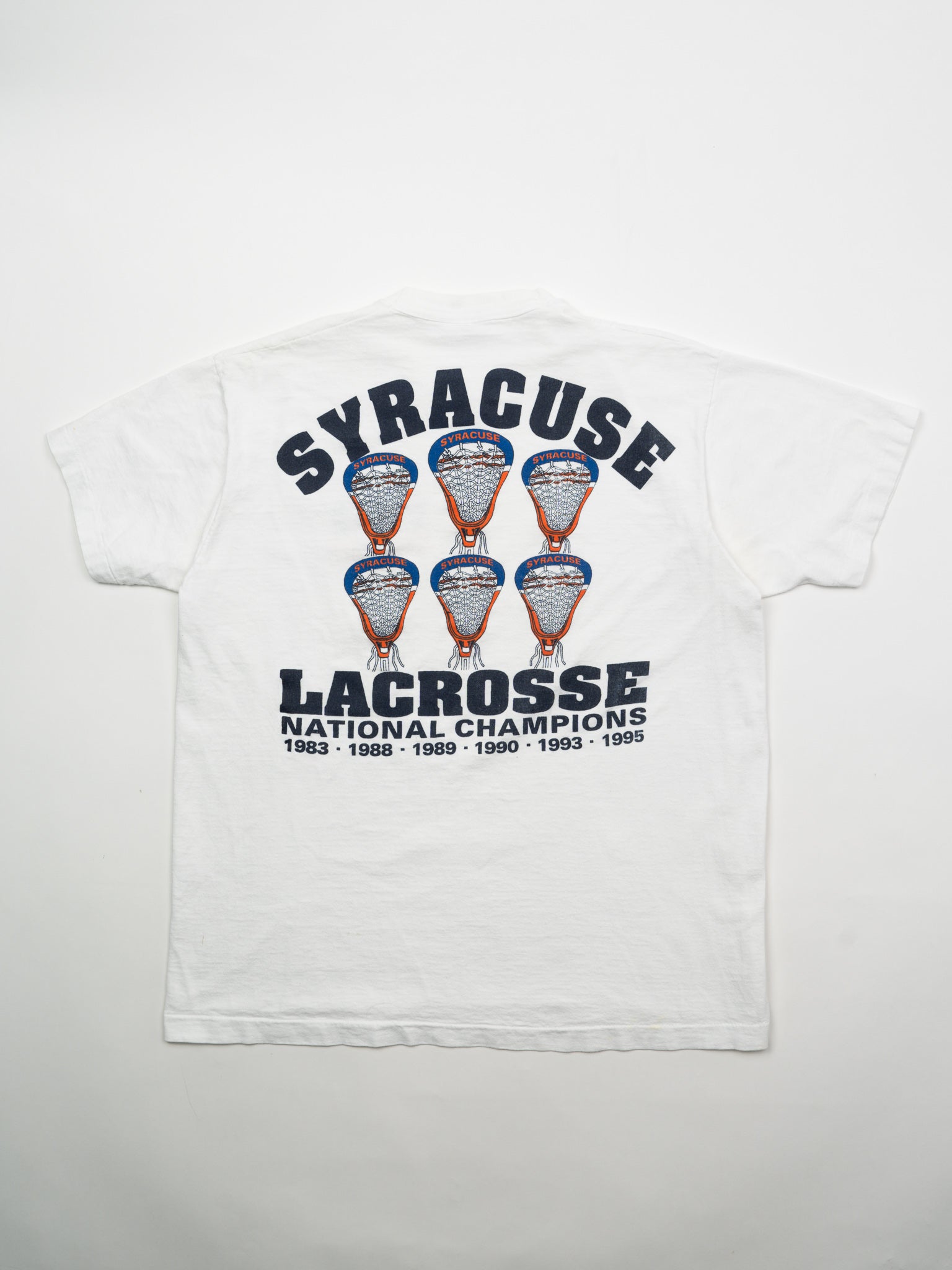 Vintage 90s White Syracuse Lacrosse National Champions Boxy Tee (L)