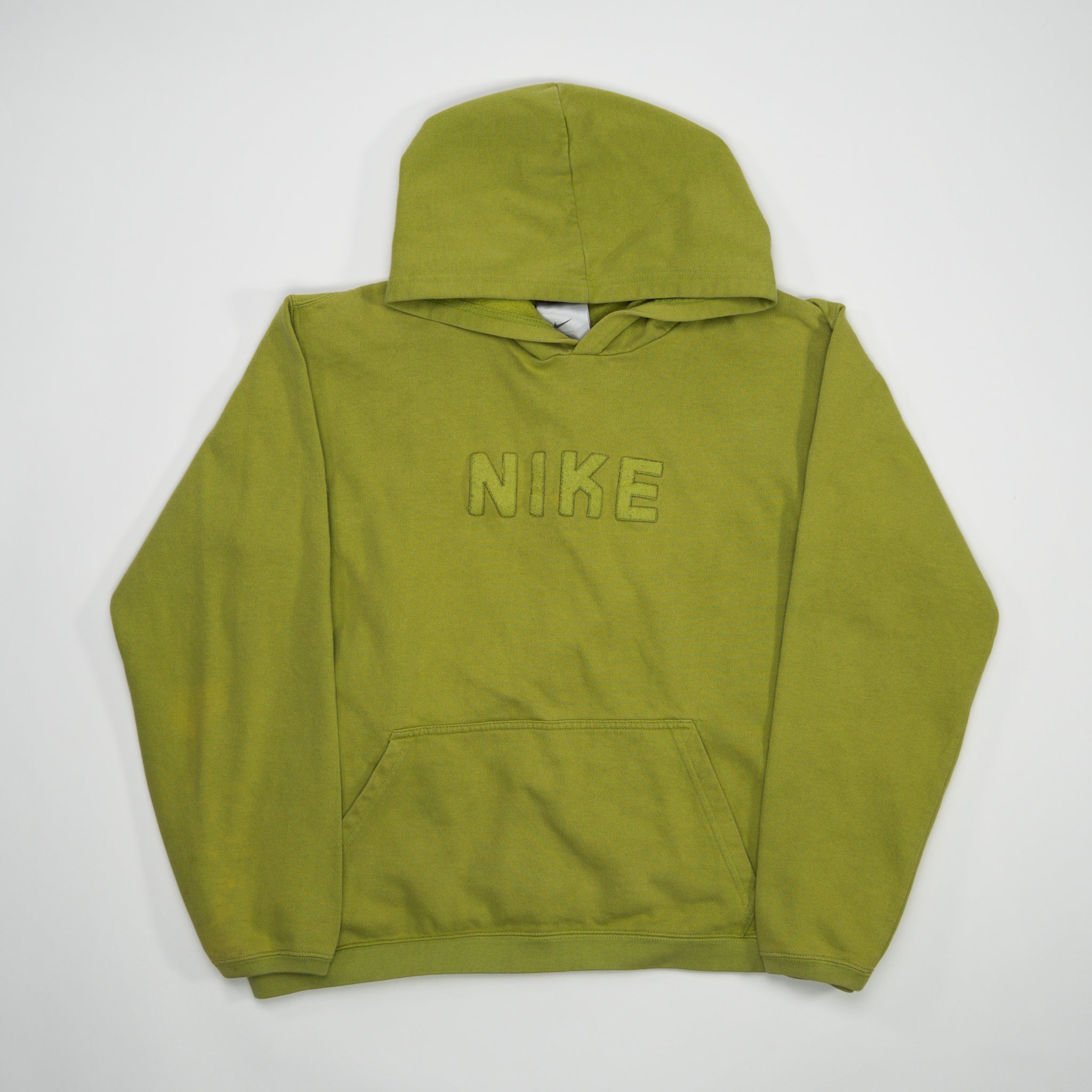 Vintage Lime Green Nike Spell Out Hoodie (M) | Rebalance Vintage.