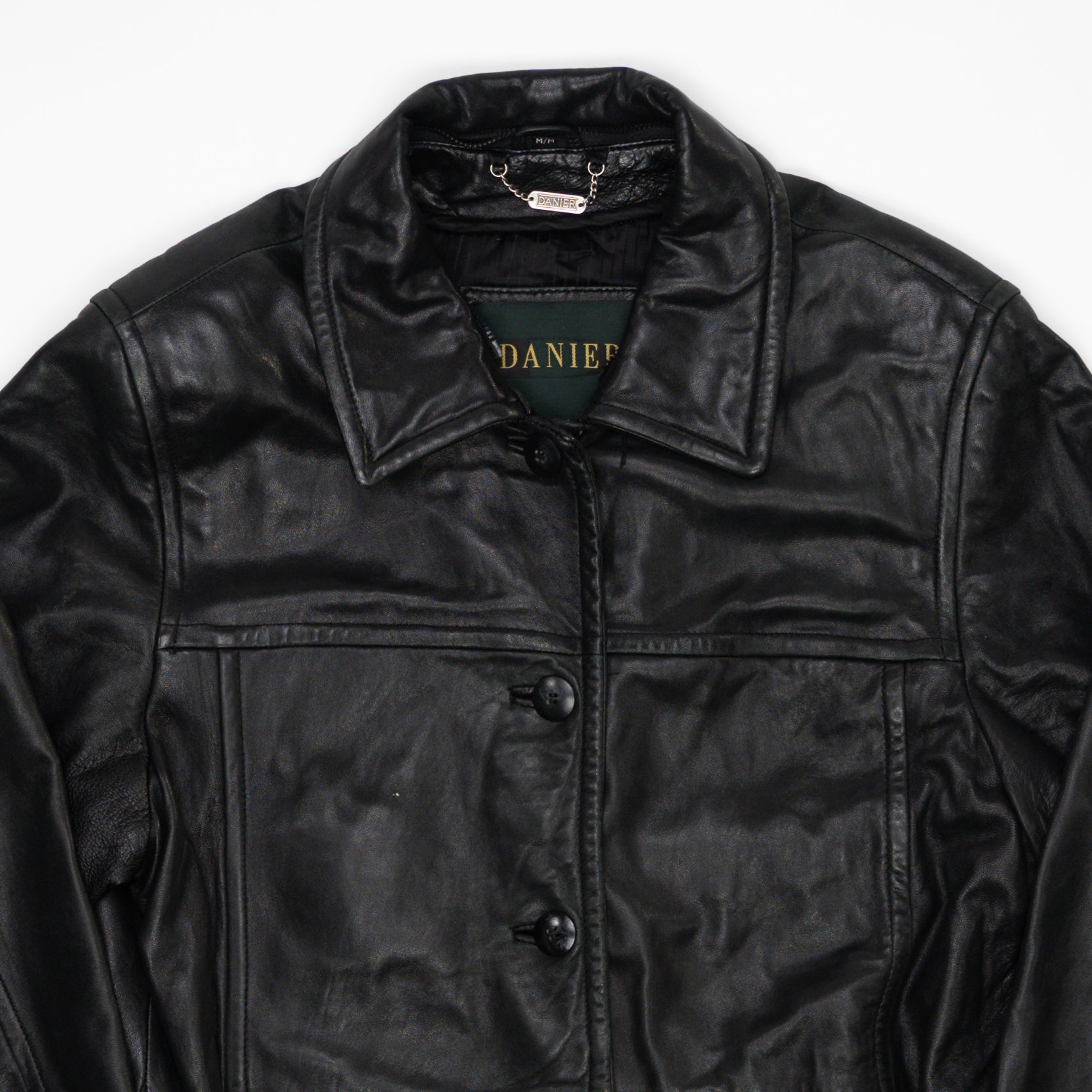 Vintage 90s Danier Long Leather Coat (M) | Rebalance Vintage.