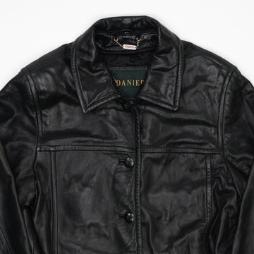 Vintage 90s Danier Long Leather Coat (M) | Rebalance Vintage.