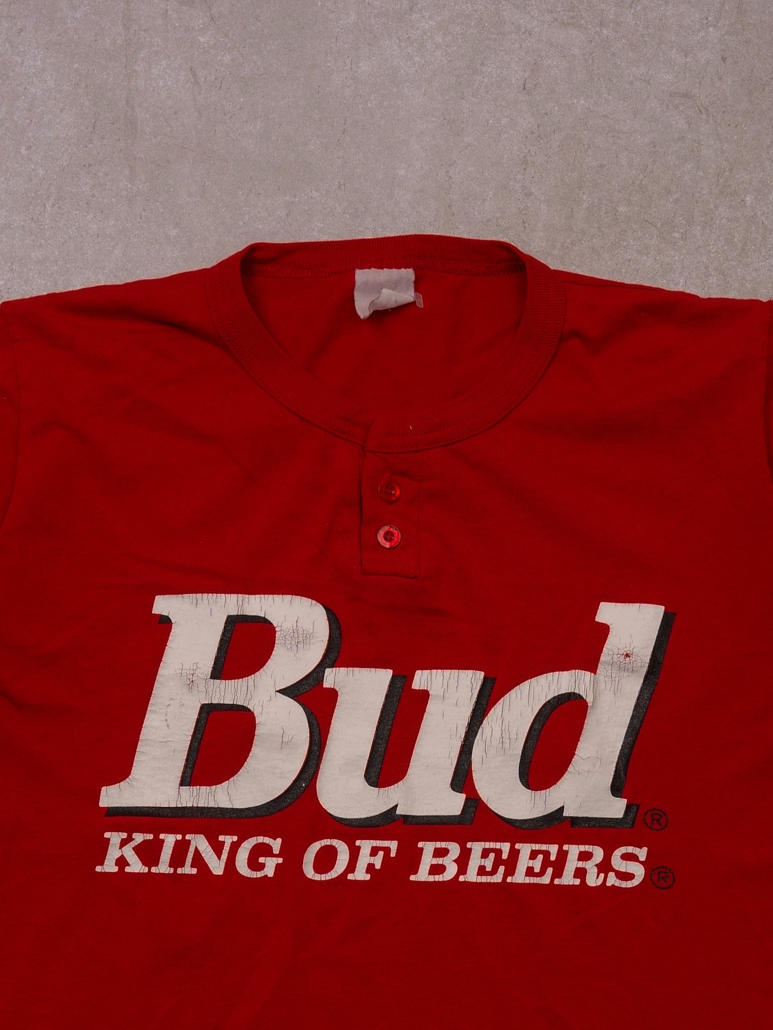 Vintage 90s Red Bud King Of Beers Collared Button Tee (M)