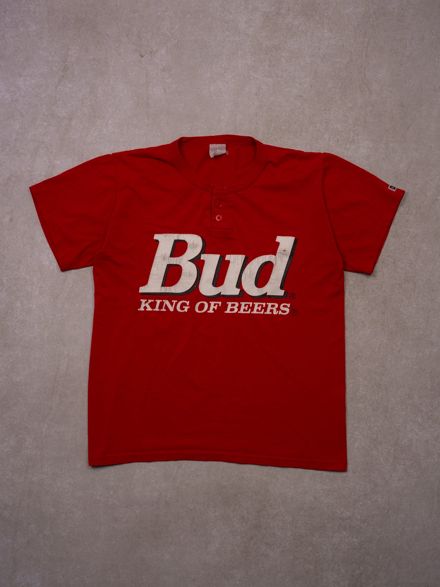 Vintage 90s Red Bud King Of Beers Collared Button Tee (M)