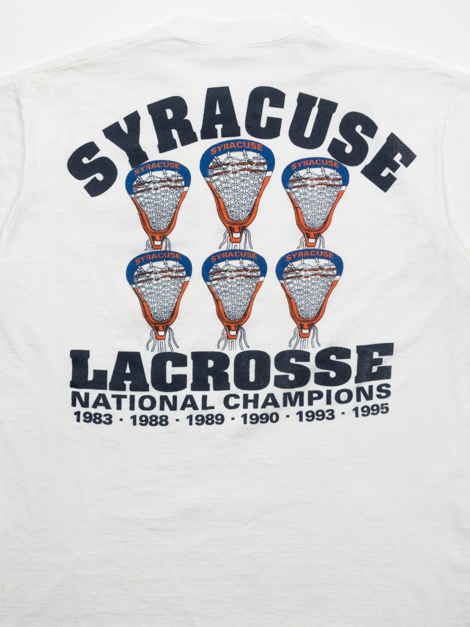 Vintage 90s White Syracuse Lacrosse National Champions Boxy Tee (L)