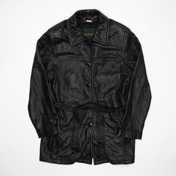 Vintage 90s Danier Long Leather Coat (M) | Rebalance Vintage.