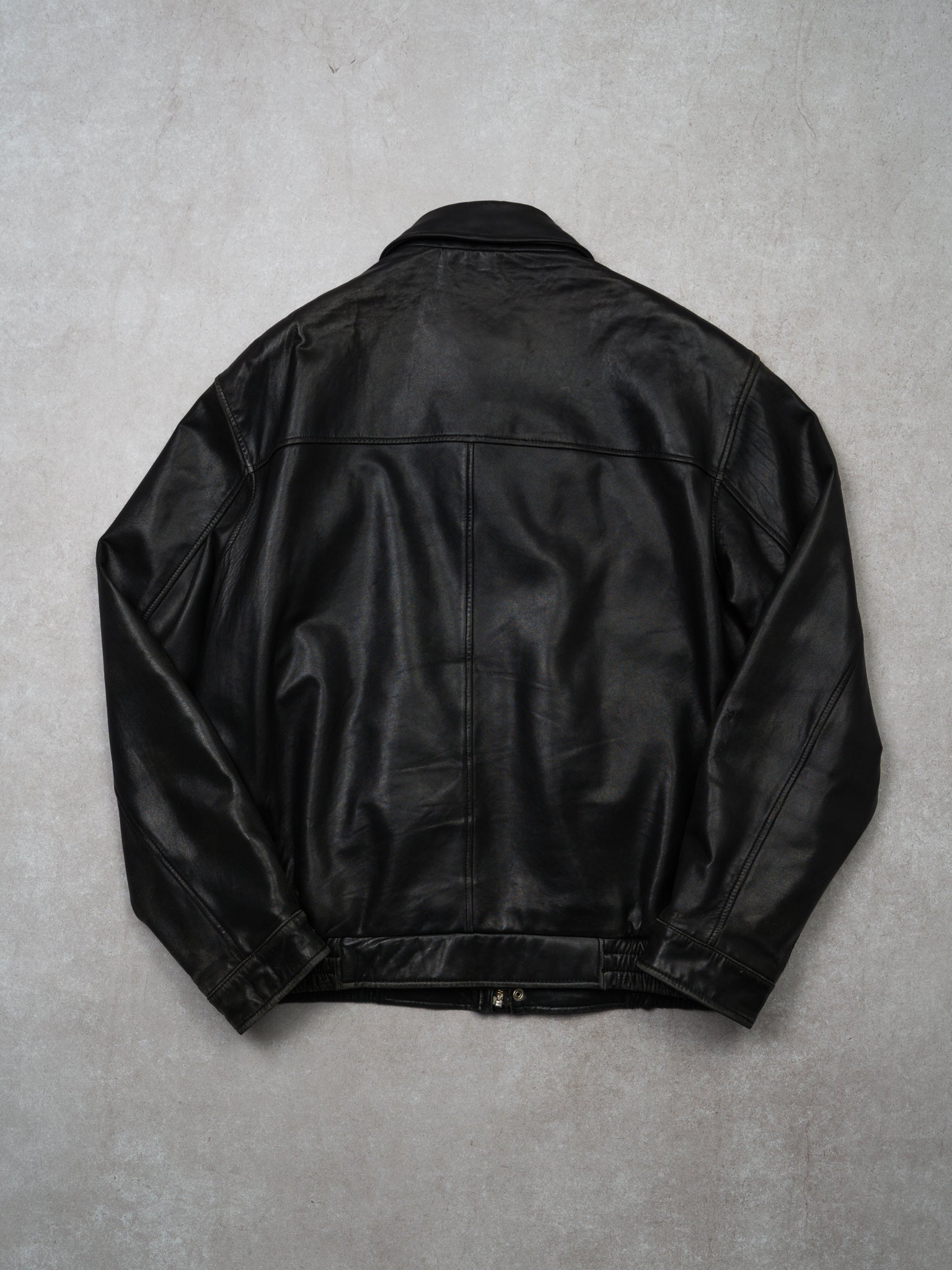 Vintage 90s Black Danier Leather Bomber Jacket (L/XL)