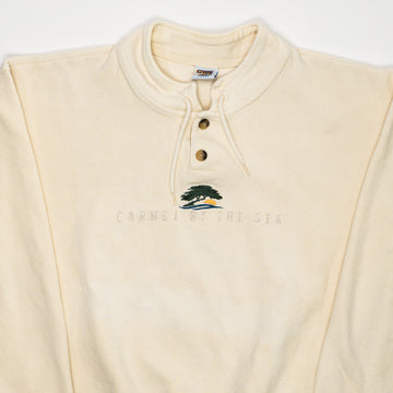Vintage Cream Carmel by the Sea 1/4 Button Sweater (L) | Rebalance Vintage.
