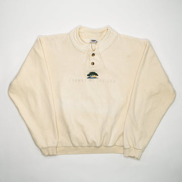 Vintage Cream Carmel by the Sea 1/4 Button Sweater (L) | Rebalance Vintage.