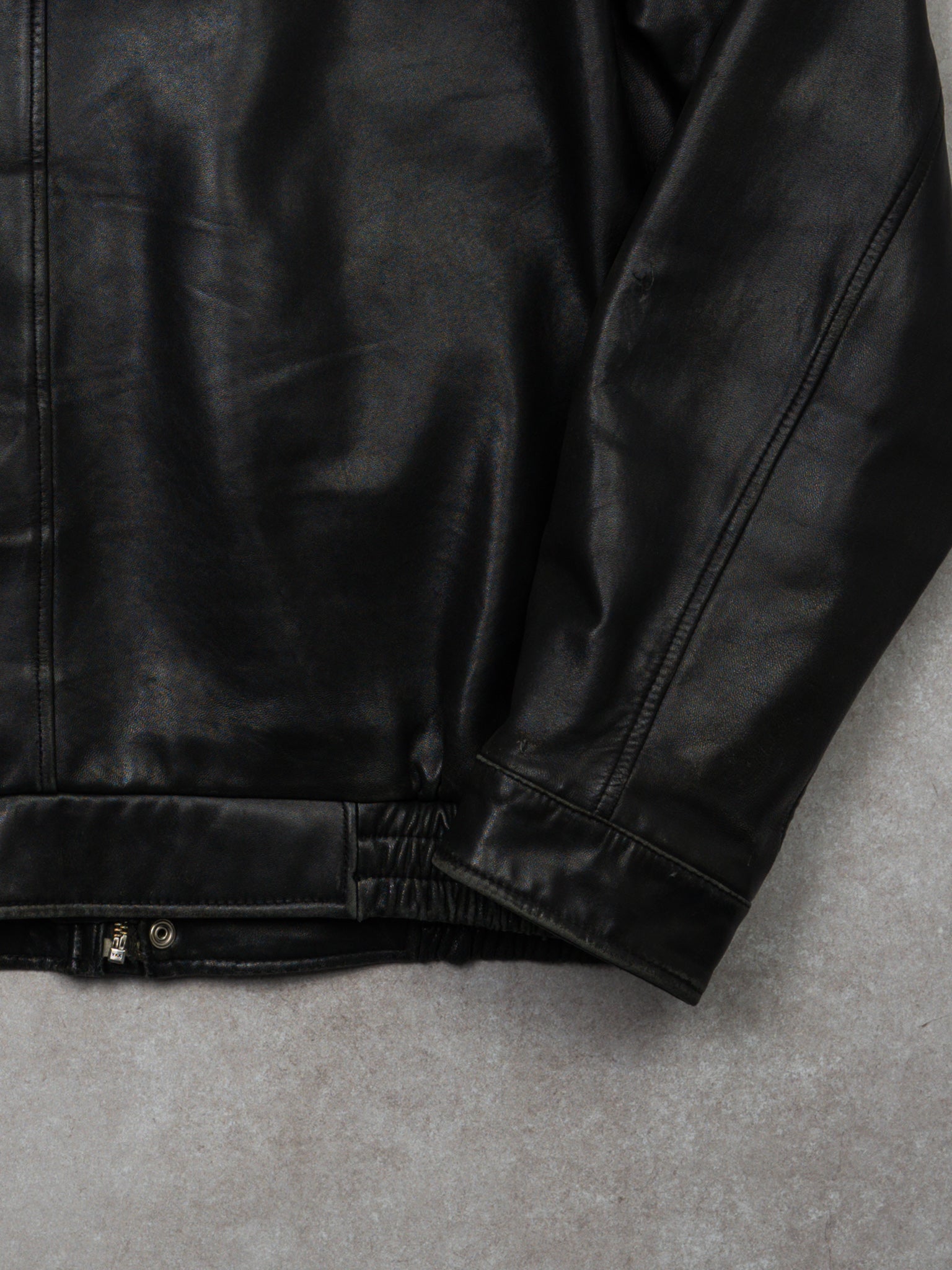 Vintage 90s Black Danier Leather Bomber Jacket (L/XL)