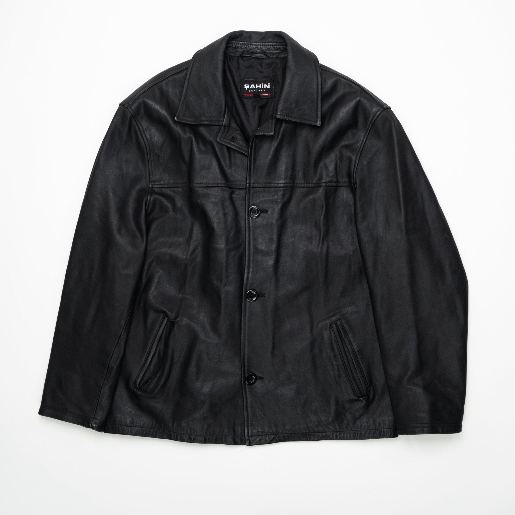 Vintage 90s Black Oversized Leather Jacket | Rebalance Vintage.
