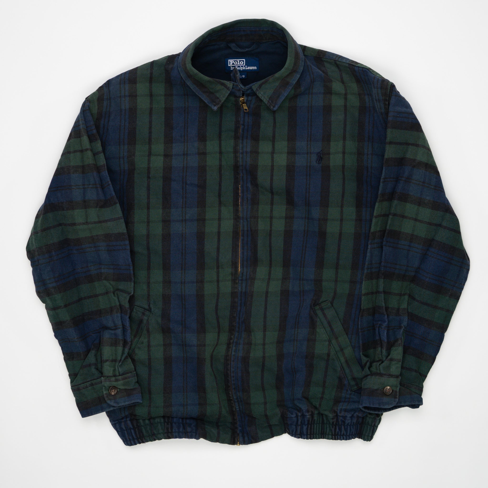 Vintage 90s Blue + Green Plaid Polo RL Jacket (L) | Rebalance Vintage.