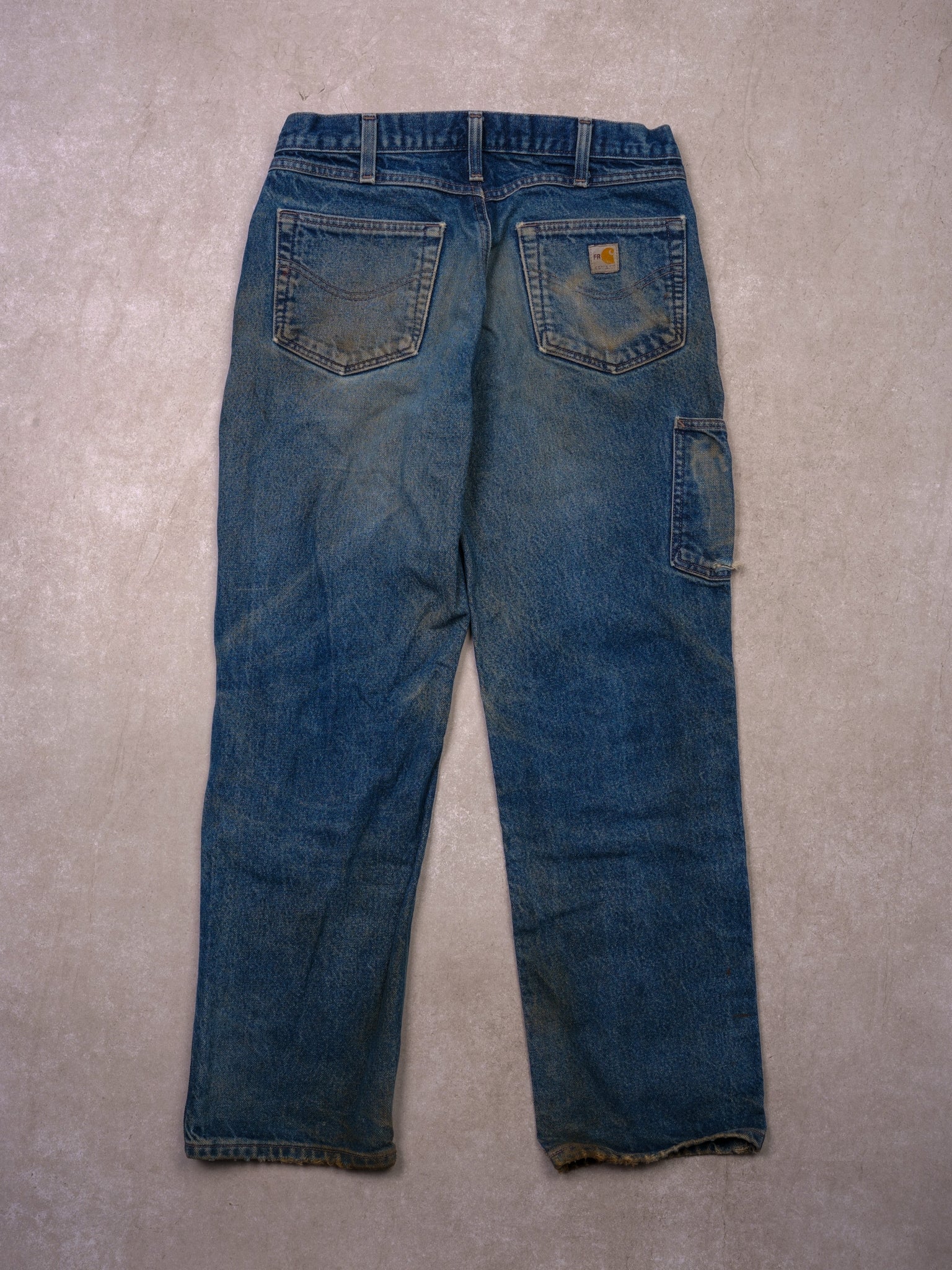 Vintage 90s Light Blue Denim Rare Carhartt Double Knee Carpenter Pants (34x30)