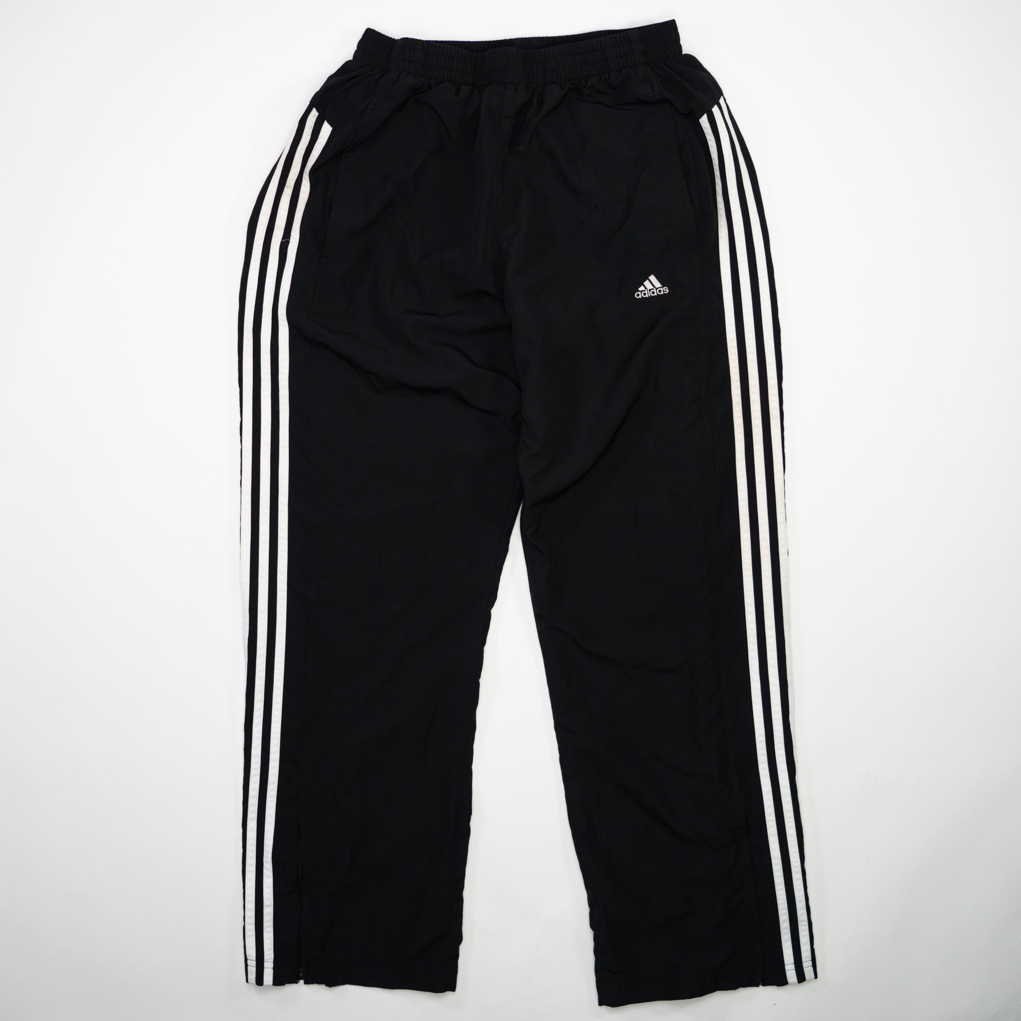 Vintage Black Adidas Striped Windbreaker Pants 4.0 (L/XL)
