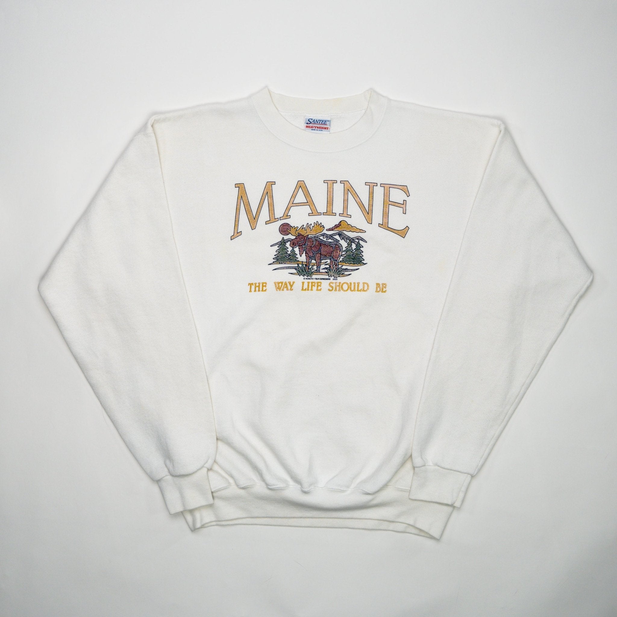 Vintage 90s White Maine the way life should be Crewneck (L) | Rebalance Vintage.