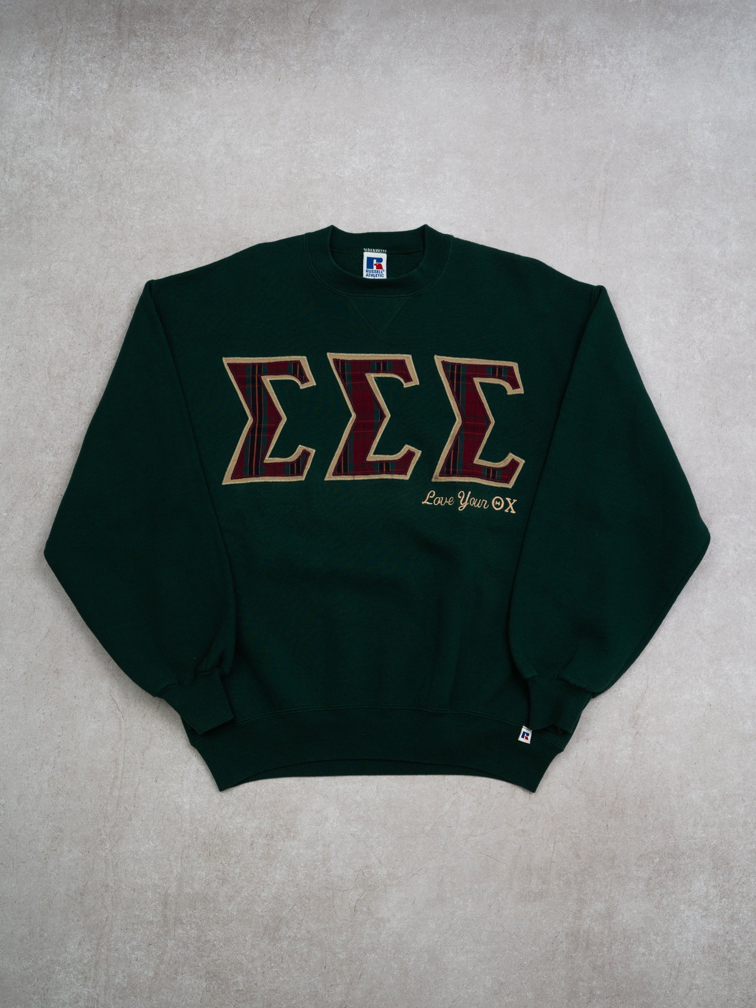 Vintage 90s Green Sigma Sigma Sigma x  Russell Athletics Crewneck (L)