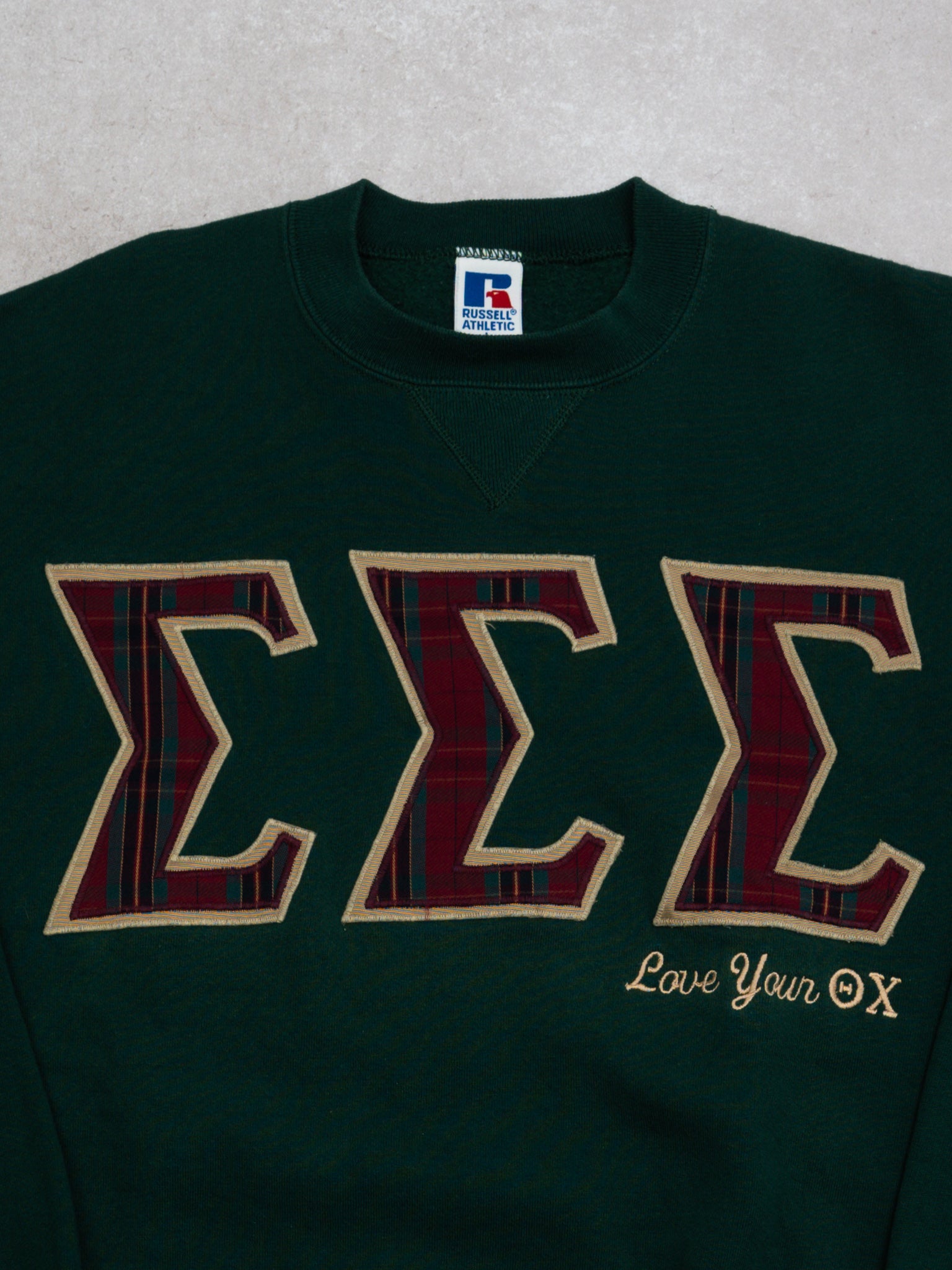 Vintage 90s Green Sigma Sigma Sigma x  Russell Athletics Crewneck (L)