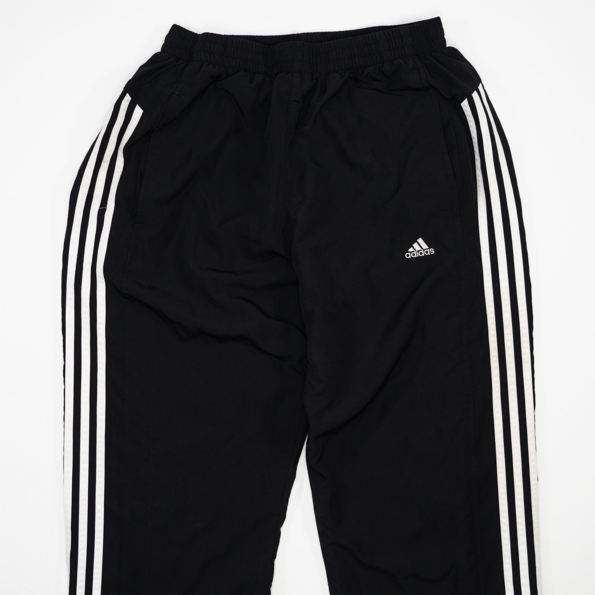 Vintage Black Adidas Striped Windbreaker Pants 4.0 (L/XL)
