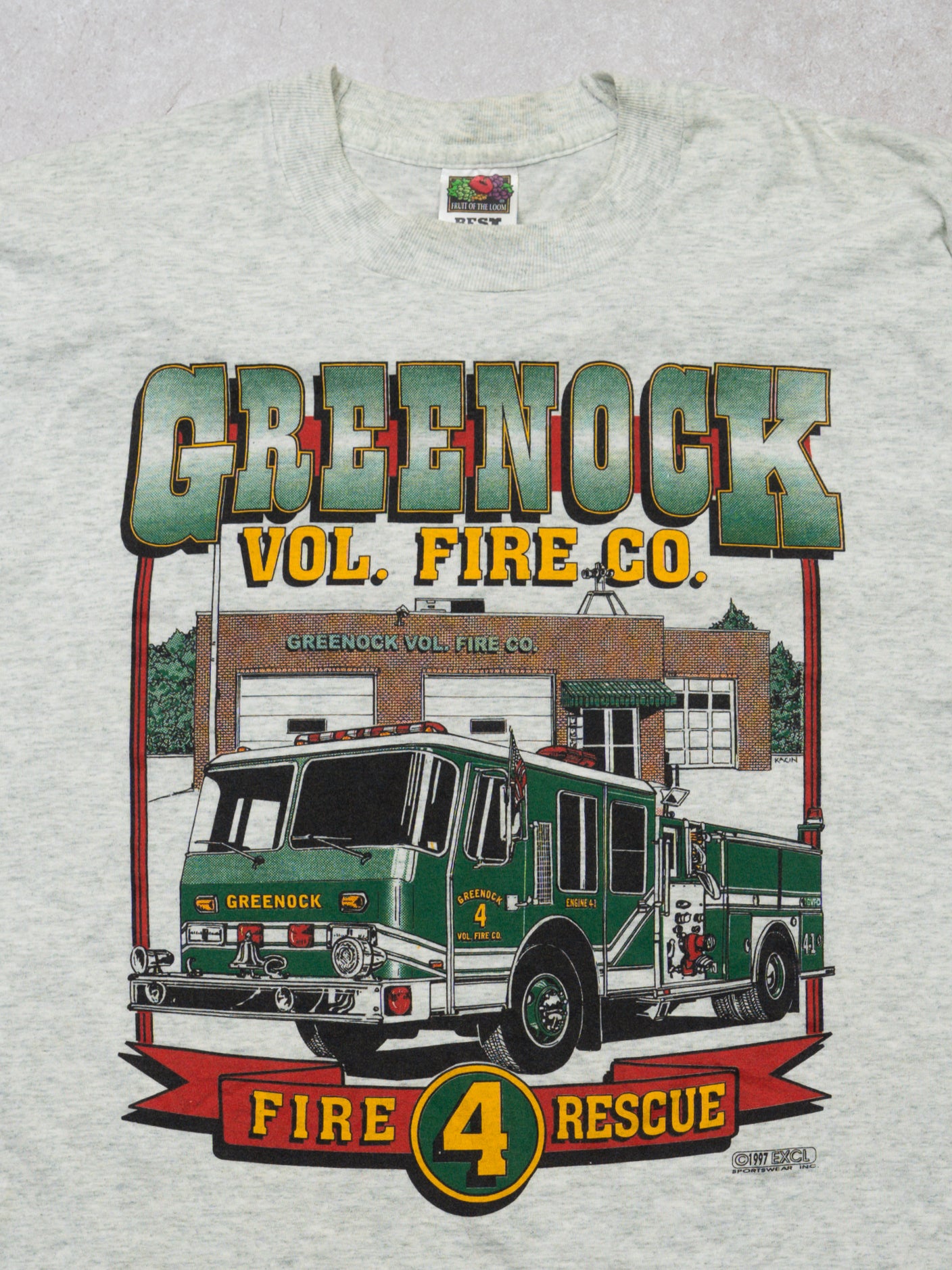 Vintage '97 Grey Greenock Fire Rescue Tee (S/M)