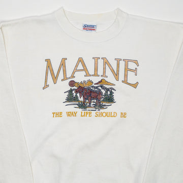 Vintage 90s White Maine the way life should be Crewneck (L) | Rebalance Vintage.