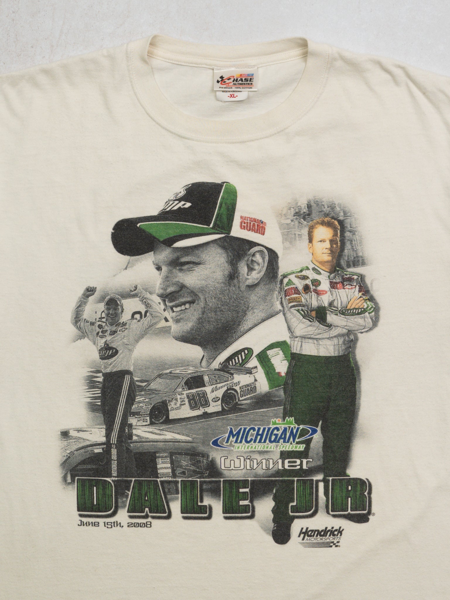 Vintage '08 Cream Dale Jr Michigan Speedway Tee (L)