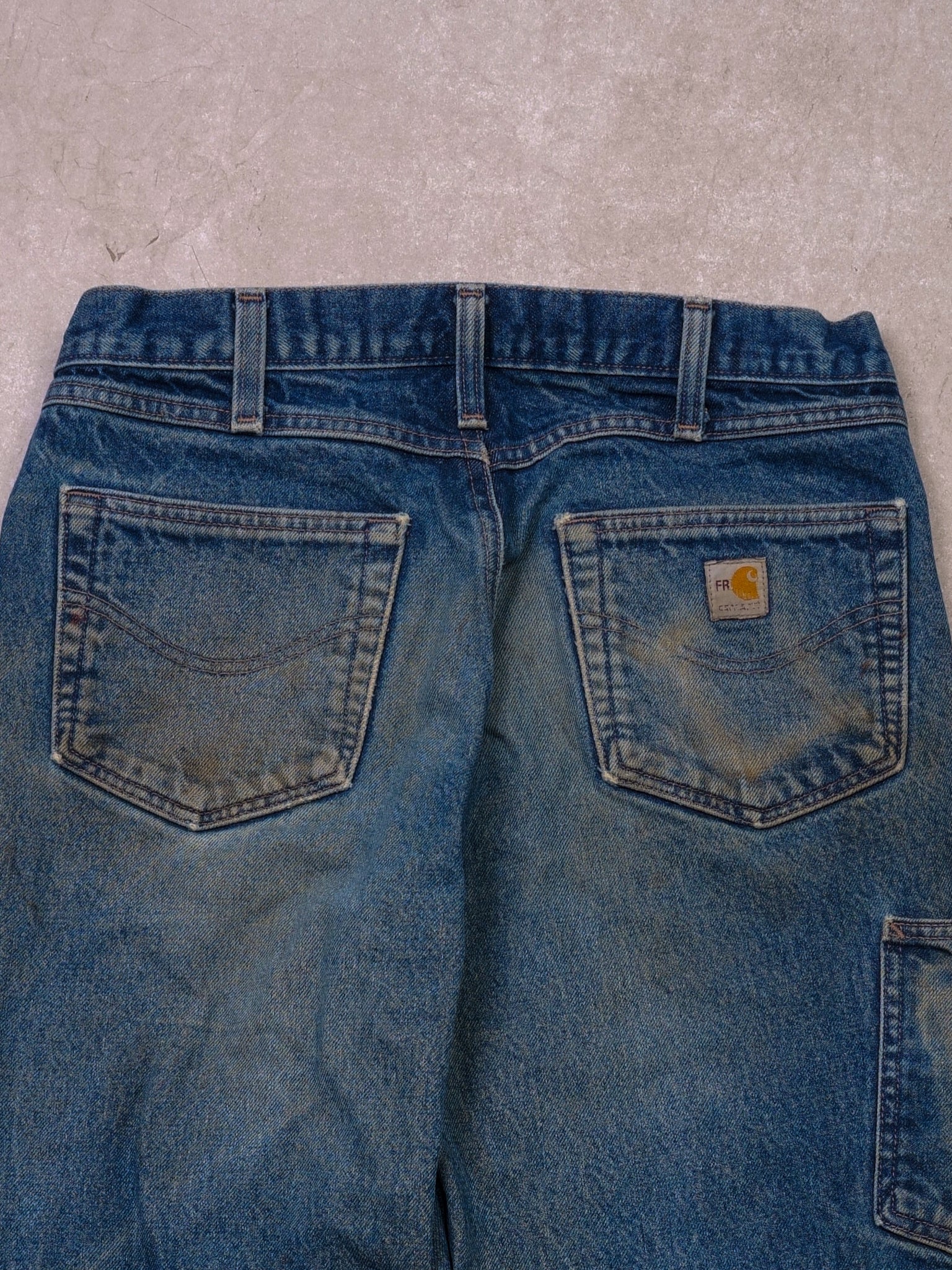 Vintage 90s Light Blue Denim Rare Carhartt Double Knee Carpenter Pants (34x30)