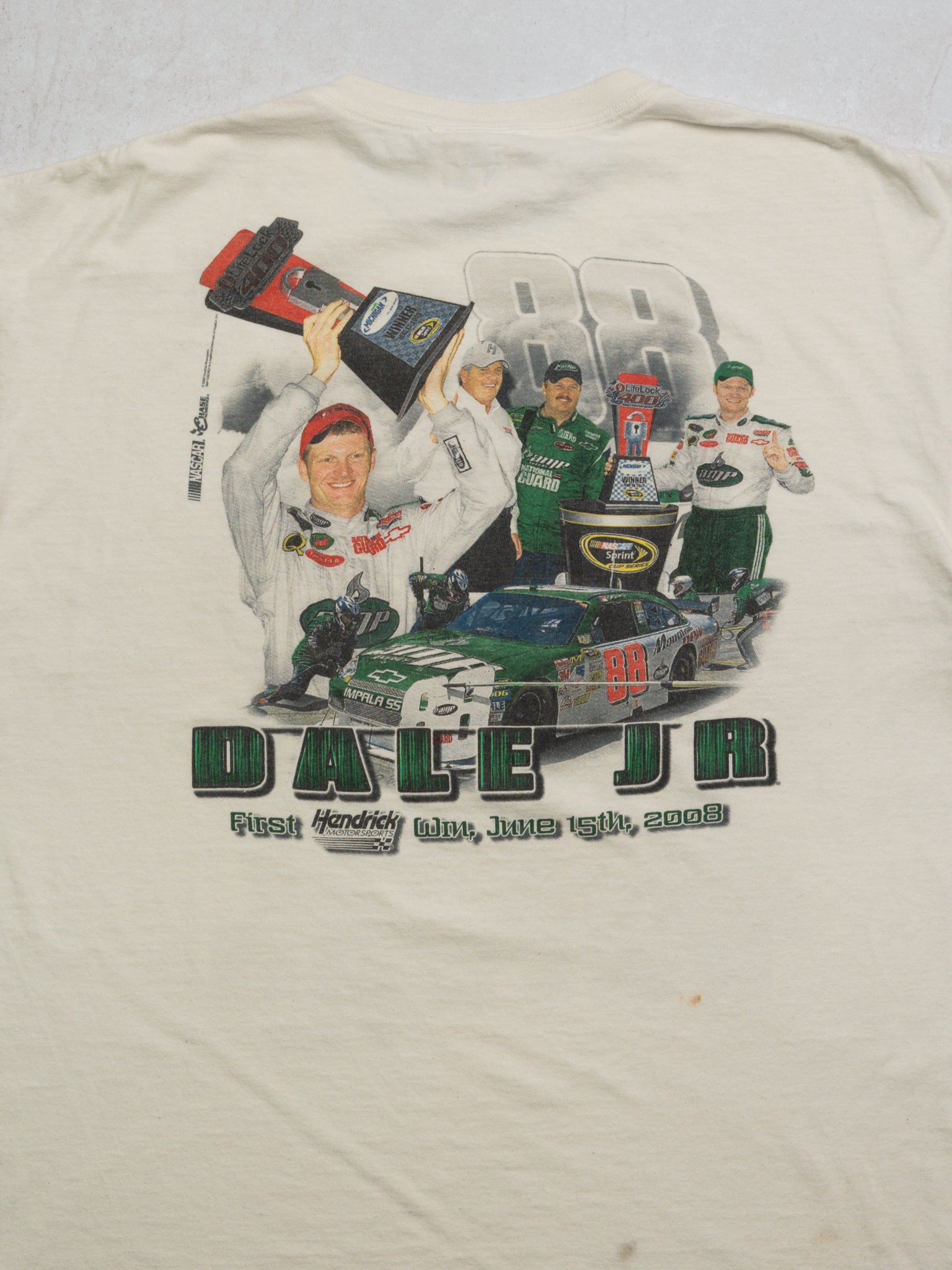 Vintage '08 Cream Dale Jr Michigan Speedway Tee (L)