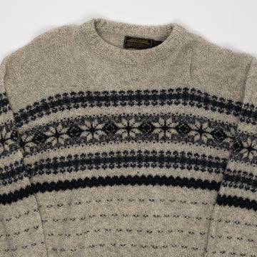 Vintage Beige + Black Eddie Bauer Patterned Knit Sweater (M) | Rebalance Vintage.