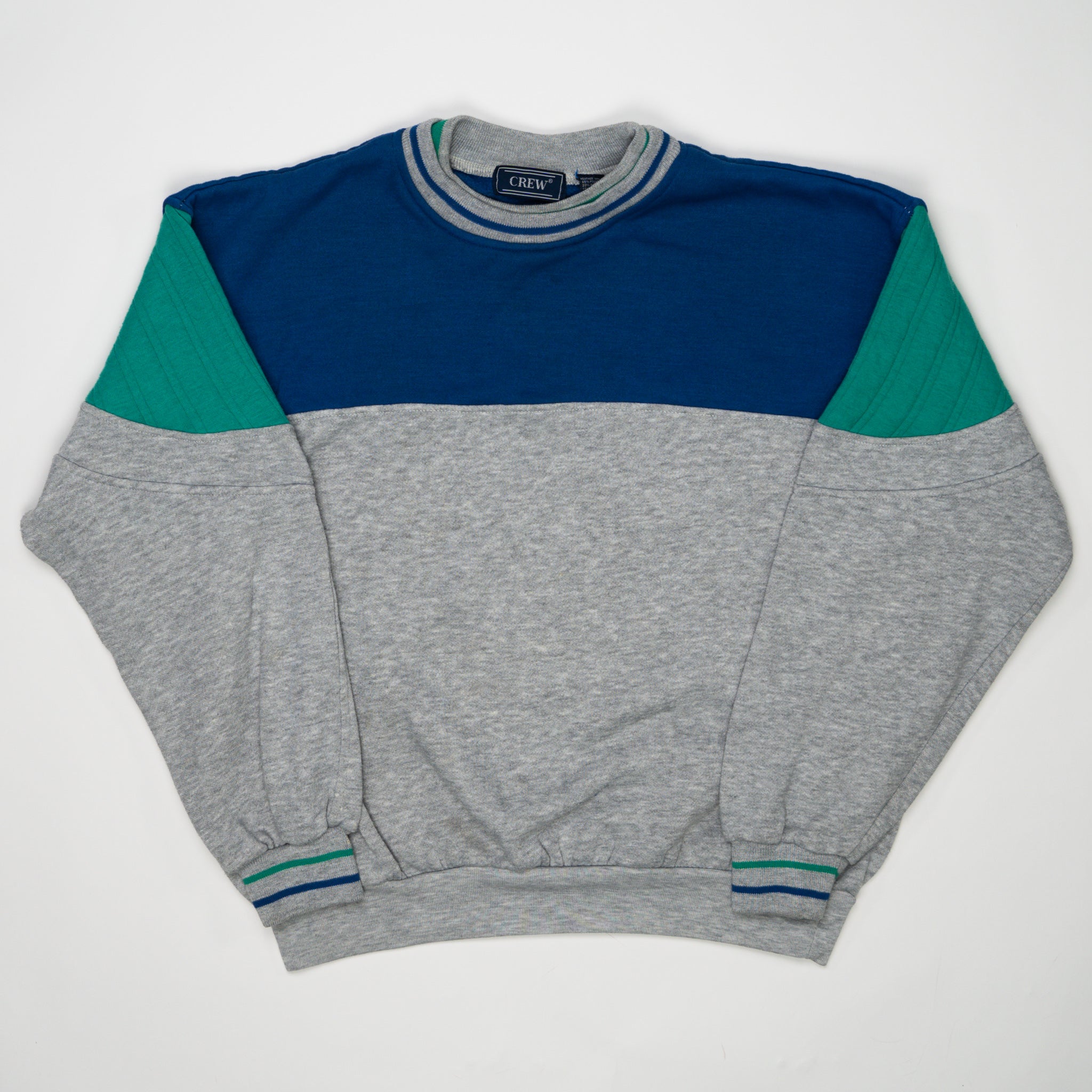 Vintage 80s Grey, Teal + Blue Crewneck  (L) | Rebalance Vintage.
